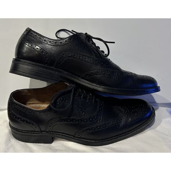 G.H. Bass Shoes Men 8.5 M Oxford Lace up Black Leather Wing Tip - Picture 6 of 10
